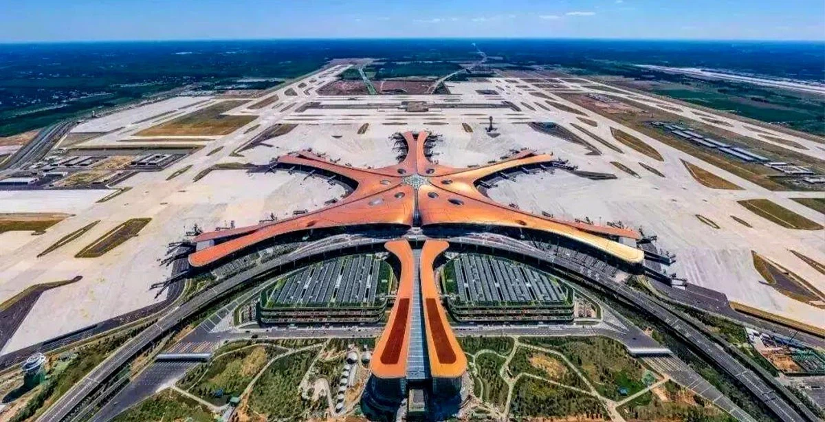 Aerial view of Daxing Airport in China Aerial view of Daxing Airport in China